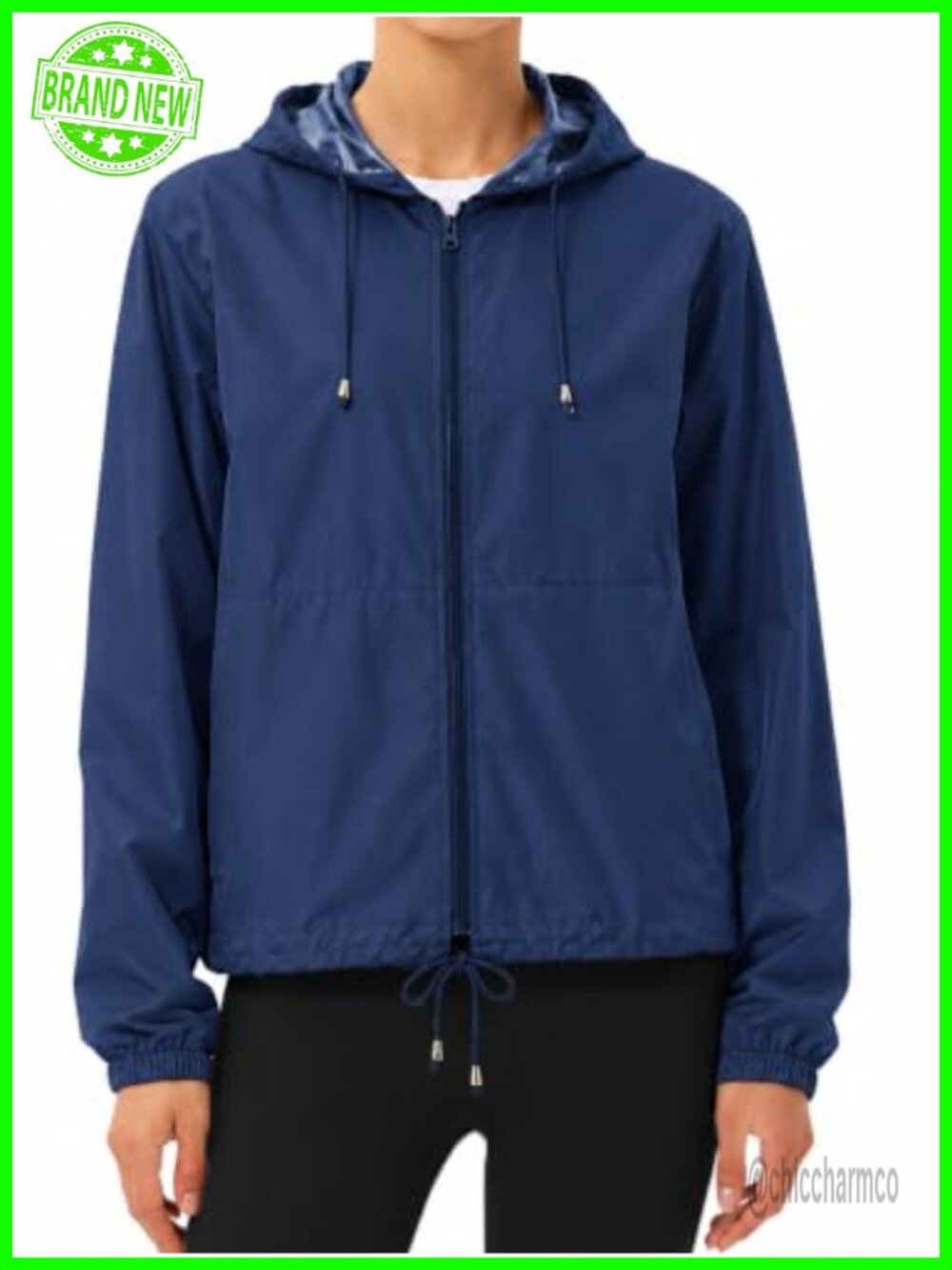 Womens Waterproof Windbreaker Rain Jacket Packable Hooded 100% Polyester
